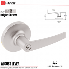 Hager 3480 August Lever Lockset US26 Stock No 114825