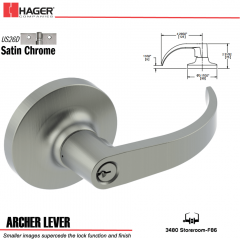 Hager 3480 Archer Lever Lockset US26D Stock No 131423