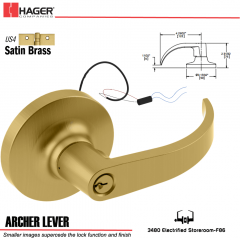 Hager 3480 Archer Lever Electric Lockset US4 EL24 Stock No 134409