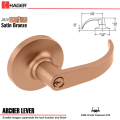 Hager 3495 Archer Lever Lockset US10 Stock No 006810