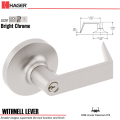 Hager 3495 Withnell Lever Lockset US26 Stock No 109274