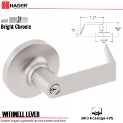 Hager 3510 Withnell Lever Lockset US26 Stock No 139445