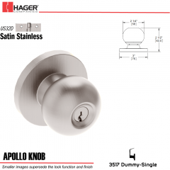 Hager 3517 Apollo Knob Lockset US32D Stock No 000105