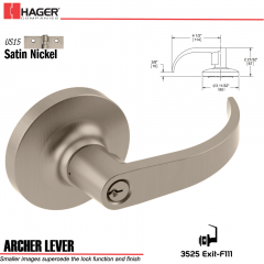 Hager 3525 Archer Lever Lockset US15 Stock No 131176