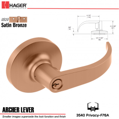 Hager 3540 Archer Lever Lockset US10/US26D Stock No 141596