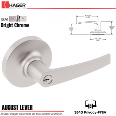 Hager 3540 August Lever Lockset US26 Stock No 174605