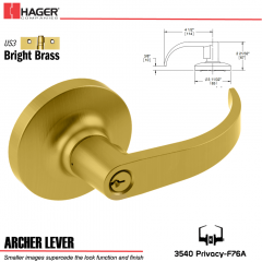 Hager 3540 Archer Lever Lockset US3 Stock No 102748