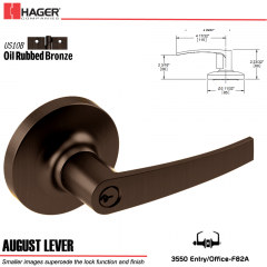 Hager 3550 August Lever Lockset US10B/US26D Stock No 176987