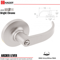 Hager 3550 Archer Lever Lockset US26 Stock No 037205