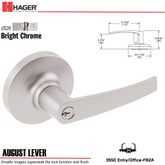 Hager 3550 August Lever Lockset US26 Stock No 027726