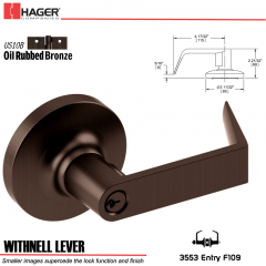 Hager 3553 Withnell Lever Lockset US10B Stock No 126448