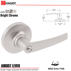 Hager 3553 August Lever Lockset US26 Stock No 114442