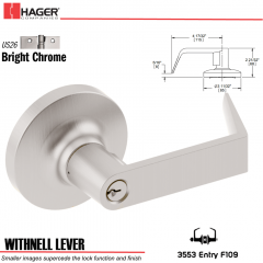 Hager 3553 Withnell Lever Lockset US26 Stock No 115117