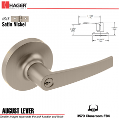 Hager 3570 August Lever Lockset US15 Stock No 162317