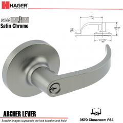 Hager 3570 Archer Lever Lockset US26D Stock No 149614