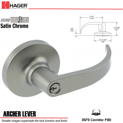 Hager 3573 Archer Lever Lockset US26D Stock No 166999