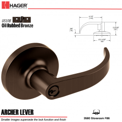 Hager 3580 Archer Lever Lockset US10B/US26D Stock No 178162