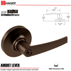 Hager 3580 August Lever Lockset US10B/US26D Stock No 142831