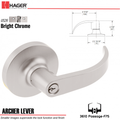 Hager 3610 Archer Lever Lockset US26 Stock No 120784