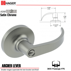 Hager 3610 Archer Lever Lockset US26D Stock No 087308