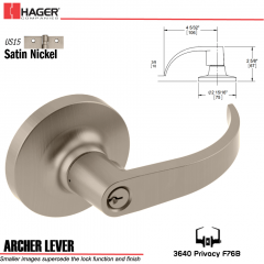 Hager 3640 Archer Lever Lockset US15 Stock No 126773