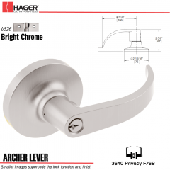 Hager 3640 Archer Lever Lockset US26 Stock No 111516