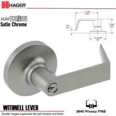 Hager 3640 Withnell Lever Lockset US26D Stock No 095097