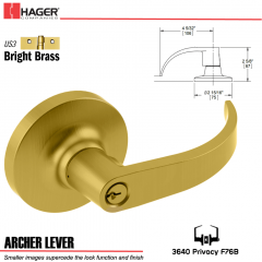 Hager 3640 Archer Lever Lockset US3 Stock No 119542