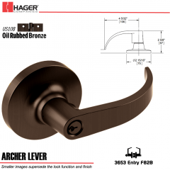 Hager 3653 Archer Lever Lockset US10B Stock No 153132