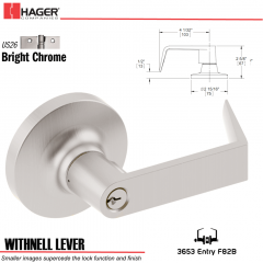 Hager 3653 Withnell Lever Lockset US26 Stock No 114266