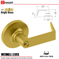 Hager 3653 Withnell Lever Lockset US3 Stock No 056520