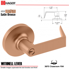 Hager 3670 Withnell Lever Lockset US10 Stock No 155720