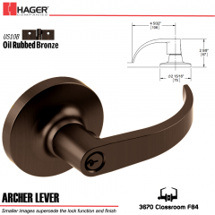 Hager 3670 Archer Lever Lockset US10B Stock No 135263