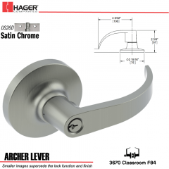 Hager 3670 Archer Lever Lockset US26D Stock No 152392