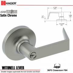 Hager 3670 Withnell Lever Lockset US26D Stock No 175774