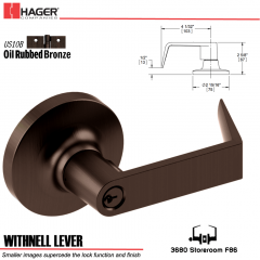 Hager 3680 Withnell Lever Lockset US10B Stock No 131641