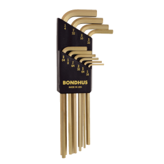 Bondhus Hex End Long Arm L-Wrench SAE 10pc Set (HLX10G) Gold finish