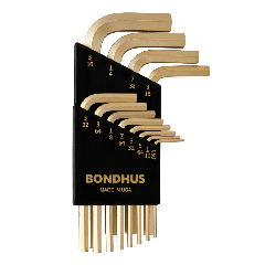 Bondhus Hex End Short Arm L-Wrench SAE 12pc Set (HLX12SG) Gold finish