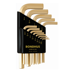 Bondhus Hex End Short Arm L-Wrench SAE 13pc Set (HLX13SG) Gold finish