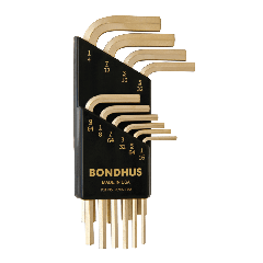 Bondhus Hex End Short Arm L-Wrench SAE 10pc Set (HLX10SG) Gold finish