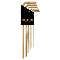 Bondhus Hex End Long Arm L-Wrench Metric 6pc Set (HLX6MG) Gold finish