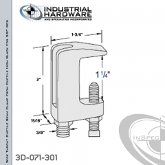 Wide Throat Ductile Beam Clamp From Ductile Iron Black For 3/8 in. Rod