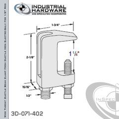 Wide Throat Ductile Beam Clamp From Ductile Iron Electro-Galv For 1/2 in. Rod