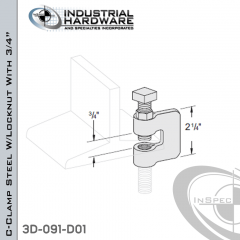 C-Clamp Steel W/Locknut With 3/4 in. Jaw Opening From Plain Steel-Light Oil For 3/8-16