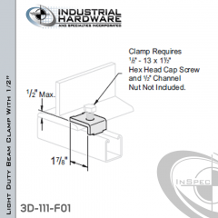 Light Duty Beam Clamp With 1/2 in. Max Capacity From Steel-E.G. (Zp)