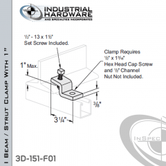 I Beam / Strut Clamp With 1 in. Max Capacity From Steel-E.G. (ZP) For All Strut