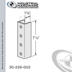 Splice Clevis From Steel-Hot Dip Galv. With 4-Holes For 1-5/8 in. Strut