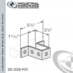 U-Support From Steel-E.G. (Zinc Plated) With 7-Holes For 3-1/4 in. Strut