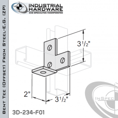 Bent Tee (Offset) From Steel-E.G. (Zinc Plated) With 4-Holes-Right-Hand