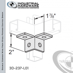 Double Corner Wing From Steel-Powder Coat Green With 4-Holes